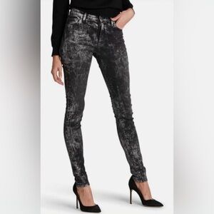 HUDSON Denim Nico Super Skinny Jeans Black Silver Metallic Mid Rise Size 29